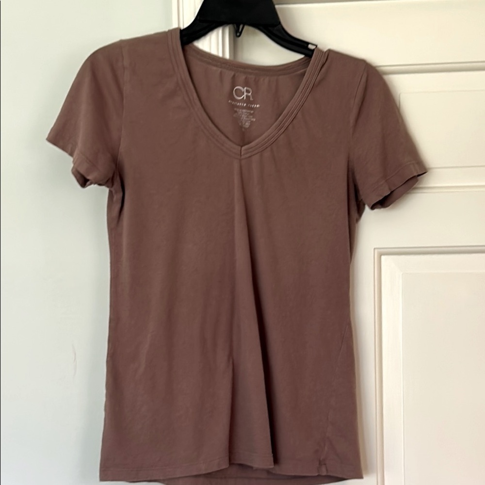 Granola Brown V-Neck Top Size Small